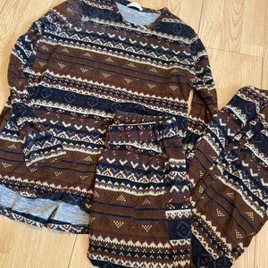 Show Me Your MuMu Brown and Blue Pajama Set